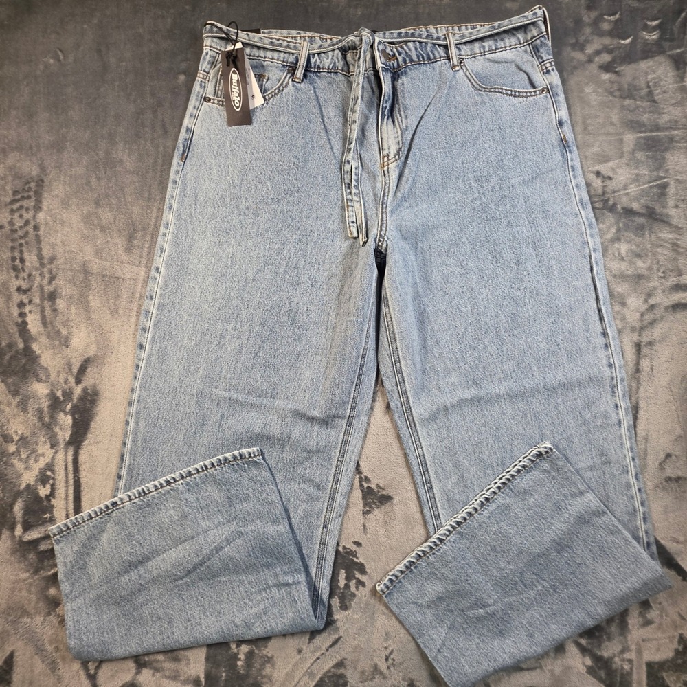 Buffalo Jeans Womens Wide Leg Belted Jean Light Wash Denim Size 16 SLC0048US